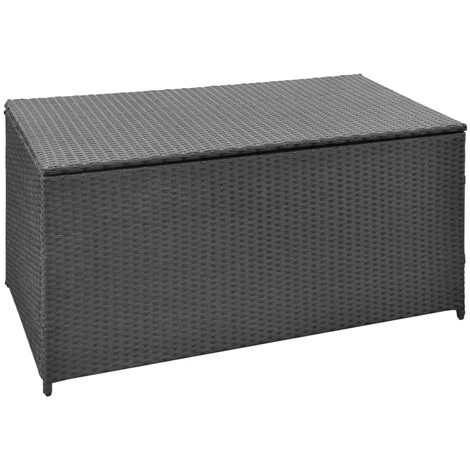 TRUE DEAL Boîte De Rangement De Jardin Noir 120x50x60 Cm Résine Tressée 3 TRUE DEAL Boîte De Rangement De Jardin Noir 120x50x60 Cm Résine Tressée
