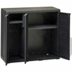TRUE DEAL Armoire De Rangement De Jardin Avec 2 étagères Noir -Rangement de jardin Soldes 26366360 3