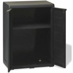 TRUE DEAL Armoire De Rangement De Jardin Avec 1 étagère Noir -Rangement de jardin Soldes 26366362 3