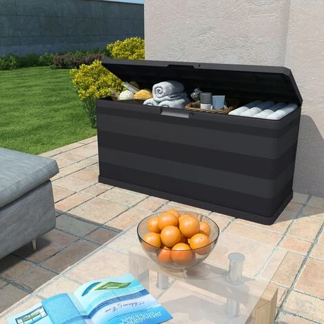 TRUE DEAL Boîte De Rangement De Jardin Noir 117x45x56 Cm 4 TRUE DEAL Boîte De Rangement De Jardin Noir 117x45x56 Cm – Image 2