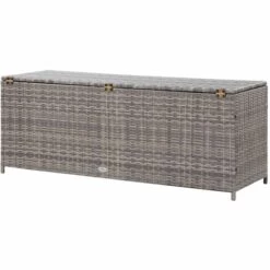 TRUE DEAL Boîte De Rangement De Jardin Gris 150x50x60 Cm Résine Tressée -Rangement de jardin Soldes 26368017 4