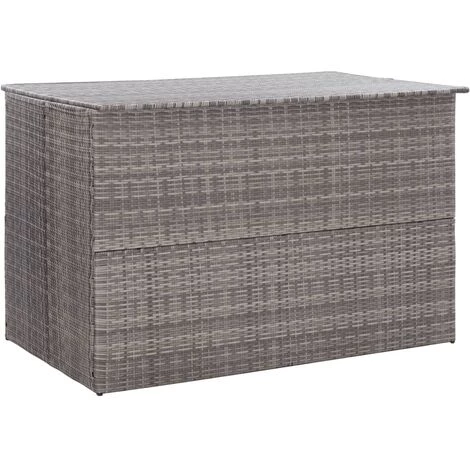TRUE DEAL Boîte De Rangement De Jardin Gris 150x100x100 Cm Résine Tressée 3 TRUE DEAL Boîte De Rangement De Jardin Gris 150x100x100 Cm Résine Tressée