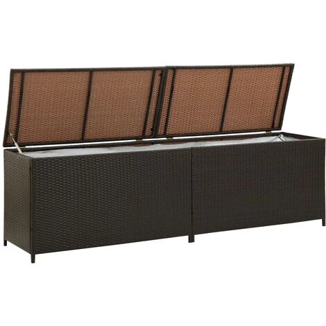 TRUE DEAL Boîte De Rangement De Jardin Résine Tressée 200x50x60 Cm Marron 5 TRUE DEAL Boîte De Rangement De Jardin Résine Tressée 200x50x60 Cm Marron – Image 3