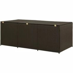 TRUE DEAL Boîte De Rangement De Jardin Résine Tressée 180x90x75 Cm Marron 11 TRUE DEAL Boîte De Rangement De Jardin Résine Tressée 180x90x75 Cm Marron -Rangement de jardin Soldes 26368032 5
