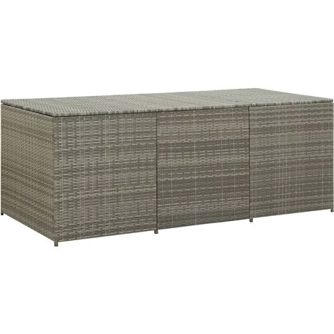 TRUE DEAL Boîte De Rangement De Jardin Résine Tressée 180x90x75 Cm Gris 3 TRUE DEAL Boîte De Rangement De Jardin Résine Tressée 180x90x75 Cm Gris