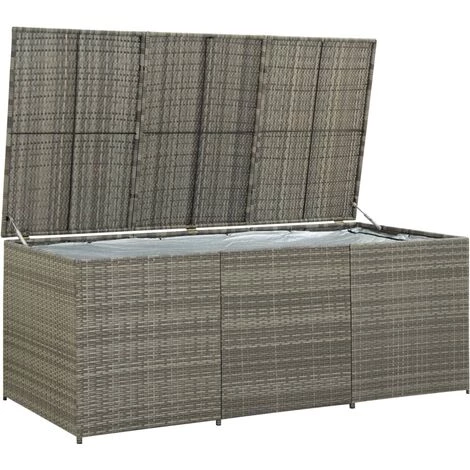 TRUE DEAL Boîte De Rangement De Jardin Résine Tressée 180x90x75 Cm Gris 4 TRUE DEAL Boîte De Rangement De Jardin Résine Tressée 180x90x75 Cm Gris – Image 2