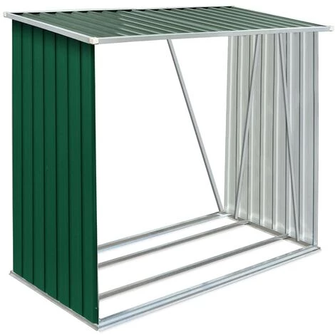 TRUE DEAL Abri De Stockage De Bois Acier Galvanisé 163x83x154 Cm Vert 4 TRUE DEAL Abri De Stockage De Bois Acier Galvanisé 163x83x154 Cm Vert – Image 2
