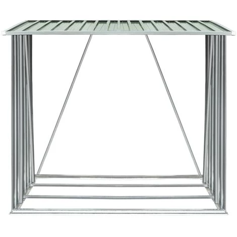 TRUE DEAL Abri De Stockage De Bois Acier Galvanisé 163x83x154 Cm Vert 7 TRUE DEAL Abri De Stockage De Bois Acier Galvanisé 163x83x154 Cm Vert – Image 5