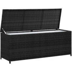ASUPERMALL Boite De Rangement D'exterieur Resine Tressee Noir 150x50x60 Cm -Rangement de jardin Soldes 26479170 2