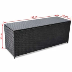 ASUPERMALL Boite De Rangement D'exterieur Resine Tressee Noir 150x50x60 Cm -Rangement de jardin Soldes 26479170 4