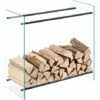 Range-bûches Oshawa 80 X 80 X 35 Cm Verre Transparent Noir [en.casa] -Rangement de jardin Soldes 27571814 1