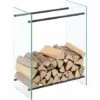 Range-bûches Oshawa 60 X 80 X 35 Cm Verre Transparent Noir [en.casa]