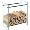 Range-bûches Oshawa 60 X 60 X 35 Cm Verre Transparent Noir [en.casa] -Rangement de jardin Soldes 27571826 1