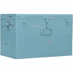 PRIVATEFLOOR Petite Malle Style Industriel Vintage Design Bleu - Fer, Metal - Bleu