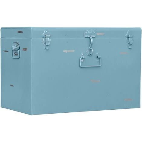 PRIVATEFLOOR Petite Malle Style Industriel Vintage Design Bleu - Fer, Metal - Bleu 3 PRIVATEFLOOR Petite Malle Style Industriel Vintage Design Bleu - Fer, Metal - Bleu