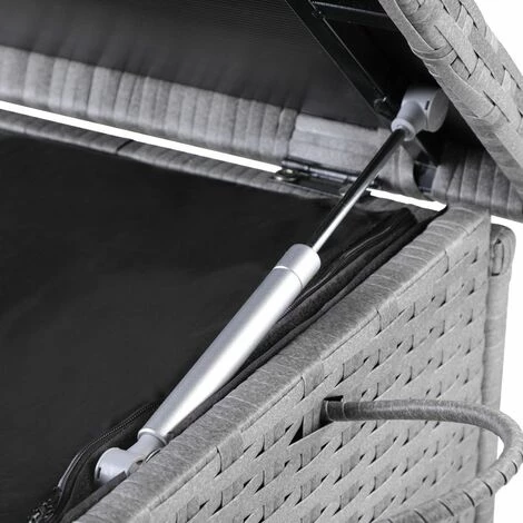 CASARIA Coffre De Rangement En Polyrotin Gris Avec Roulettes 122 X 56 X 61 Cm Stockage Intérieur Extérieur Coussins Jardin 7 CASARIA Coffre De Rangement En Polyrotin Gris Avec Roulettes 122 X 56 X 61 Cm Stockage Intérieur Extérieur Coussins Jardin – Image 5