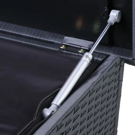 CASARIA Coffre De Rangement En Polyrotin Noir 150x77x73cm 2 Roues Et Poignées Malle De Stockage 2 Vérins 5 CASARIA Coffre De Rangement En Polyrotin Noir 150x77x73cm 2 Roues Et Poignées Malle De Stockage 2 Vérins – Image 3