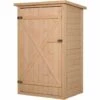 Outsunny Armoire Abri De Jardin Remise Pour Outils - Grande Porte Verrouillable Loquet - 2 étagères - Toit Bitumé Incliné Bois De Sapin Pré-huilé - Beige -Rangement de jardin Soldes 29226437 1