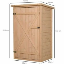 Outsunny Armoire Abri De Jardin Remise Pour Outils - Grande Porte Verrouillable Loquet - 2 étagères - Toit Bitumé Incliné Bois De Sapin Pré-huilé - Beige -Rangement de jardin Soldes 29226437 3