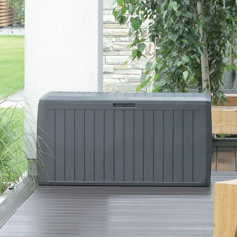 PROSPERPLAST Boîte à Jardin 280L Plastique Anthracite Woodebox 116 X 43,3 X 55 Cm - Anthracite 4 PROSPERPLAST Boîte à Jardin 280L Plastique Anthracite Woodebox 116 X 43,3 X 55 Cm - Anthracite – Image 2