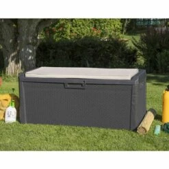 TOOLMAX Coffre De Jardin XL 560L Santorini TOOMAX Résine Cousin Inclus. Effet Rotin L147xP72xH65 Cm Résiste Au Gel, Intempéries Et UV -Rangement de jardin Soldes 29365739 4
