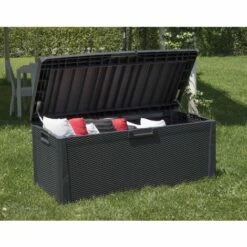 TOOLMAX Coffre De Jardin XL 560L Santorini TOOMAX Résine Cousin Inclus. Effet Rotin L147xP72xH65 Cm Résiste Au Gel, Intempéries Et UV -Rangement de jardin Soldes 29365739 5