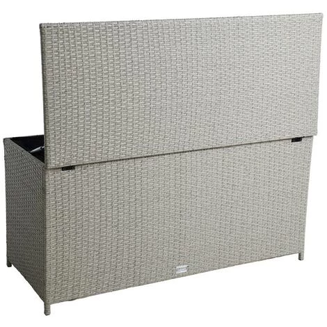 ESTEXO Boîte à Coussin En Polyrotin, Boîte De Jardin, Boîte De Rangement, En Beige 6 ESTEXO Boîte à Coussin En Polyrotin, Boîte De Jardin, Boîte De Rangement, En Beige – Image 4