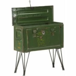 VidaXL Coffre De Rangement Style Militaire 68x24x66 Cm Fer - Vert -Rangement de jardin Soldes 29997958 3