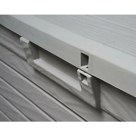 TOOLMAX Coffre De Jardin 550L Effet Bois FLORIDA 147xP72xH60 Cm Resine Anti UV Haute Résistance Gel Et Intempéries 5 TOOLMAX Coffre De Jardin 550L Effet Bois FLORIDA 147xP72xH60 Cm Resine Anti UV Haute Résistance Gel Et Intempéries – Image 3