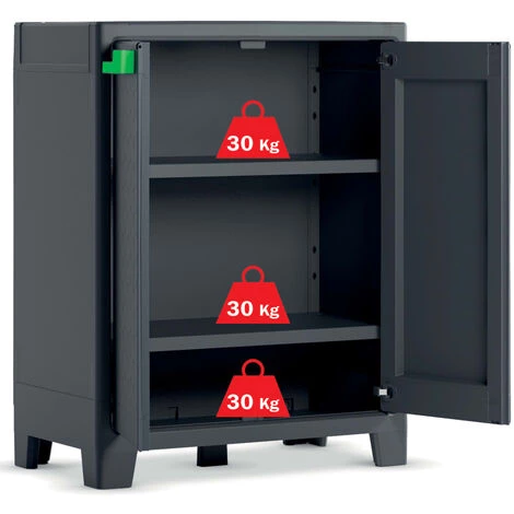 Armoire De Rangement Basse Moby Gris Graphite 100 Cm Keter - Gris 6 Armoire De Rangement Basse Moby Gris Graphite 100 Cm Keter - Gris – Image 4