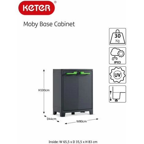 Armoire De Rangement Basse Moby Gris Graphite 100 Cm Keter - Gris 7 Armoire De Rangement Basse Moby Gris Graphite 100 Cm Keter - Gris – Image 5
