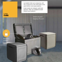 ARTPLAST Coffre De Rangement En Polypropylène, Couleur Gris Foncé Et Noir. 9 ARTPLAST Coffre De Rangement En Polypropylène, Couleur Gris Foncé Et Noir. -Rangement de jardin Soldes 33032799 3