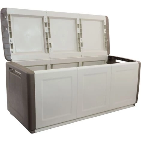 ARTPLAST Coffre De Rangement En Polypropylène, Couleur Ivoire Et Marron. 3 ARTPLAST Coffre De Rangement En Polypropylène, Couleur Ivoire Et Marron.