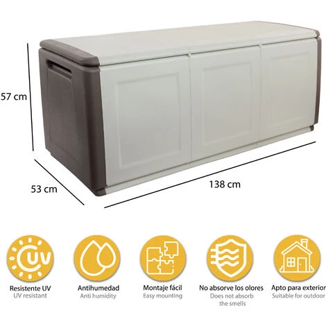 ARTPLAST Coffre De Rangement En Polypropylène, Couleur Ivoire Et Marron. 4 ARTPLAST Coffre De Rangement En Polypropylène, Couleur Ivoire Et Marron. – Image 2