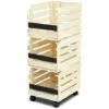 ALICE'S GARDEN Lot De 3 Cagettes En Bois De Pin Naturel. Clayette Bois Empilable à Roulettes. Garde-manger. Stockage Légumes. Ardoises. L37 X L30 X H25cm - Bois