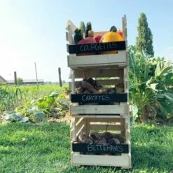 ALICE'S GARDEN Lot De 3 Cagettes En Bois De Pin Naturel. Clayette Bois Empilable à Roulettes. Garde-manger. Stockage Légumes. Ardoises. L37 X L30 X H25cm - Bois -Rangement de jardin Soldes 33837733 3