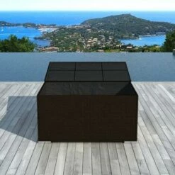 Paris Prix - Coffre De Rangement En Résine "tressé" 132cm Chocolat -Rangement de jardin Soldes 33931774 2