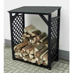 IDEANATURE Bûcher Treillis En Bois Black Edition Noir - Noir -Rangement de jardin Soldes 34546731 2