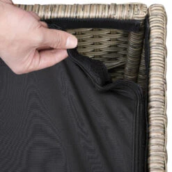 Casaria Coffre De Rangement 75x75x70cm Idéal Coussin Polyrotin Résistant Intempéries Revêtement Imperméable Intérieur Crème -Rangement de jardin Soldes 34975141 5