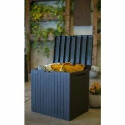 Keter Coffre De Jardin Résine City Cube Gris, 57,8 X 44 X H.54.8 Cm -Rangement de jardin Soldes 35369002 4