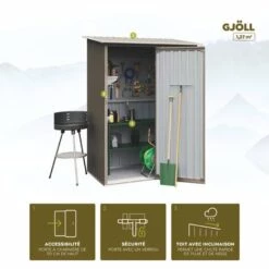 HOGGAR Armoire Métallique Gjoll 1.27m2 - Garantie 10 Ans - 143x89x186cm -Rangement de jardin Soldes 3562605 3