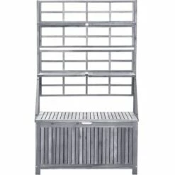 VidaXL Boîte De Rangement Avec Treillis Gris 99x55x160cm Bois D'acacia - Gris -Rangement de jardin Soldes 37549933 3