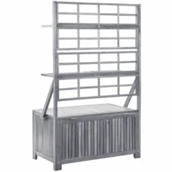 VidaXL Boîte De Rangement Avec Treillis Gris 99x55x160cm Bois D'acacia - Gris -Rangement de jardin Soldes 37549933 5