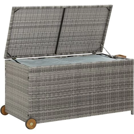 VidaXL Boîte De Rangement De Jardin Gris Clair 120x65x61 Cm Rotin - Gris 7 VidaXL Boîte De Rangement De Jardin Gris Clair 120x65x61 Cm Rotin - Gris – Image 5