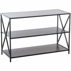 CLP Meuble Console Mendig Dans Le Style Industriel Avec Plateaux En Bois Et Cadre En Métal Marron