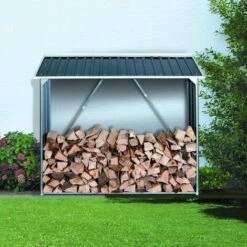 Ezooza WoodStorage 6'x 2' De Duramax 182 X 73 X 160 Cm En Acier Galvanisé Anti-corrosion Couleur Anthracite - Antracite E Bianco -Rangement de jardin Soldes 38696911 3