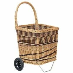 AUBRY GASPARD Chariot à Bûches En Osier Bicolore Sur Roulettes Naturel - Naturel
