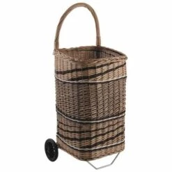 AUBRY GASPARD Chariot à Bûches En Osier Sur Roulettes Osier Foncé