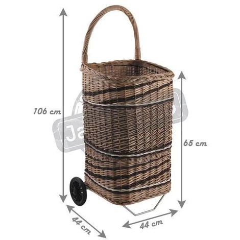 AUBRY GASPARD Chariot à Bûches En Osier Sur Roulettes Osier Foncé 4 AUBRY GASPARD Chariot à Bûches En Osier Sur Roulettes Osier Foncé – Image 2