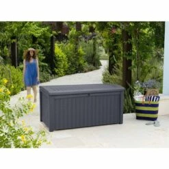 Keter Coffre De Rangement De Jardin Borneo 416 L - Anthracite -Rangement de jardin Soldes 3938332 3